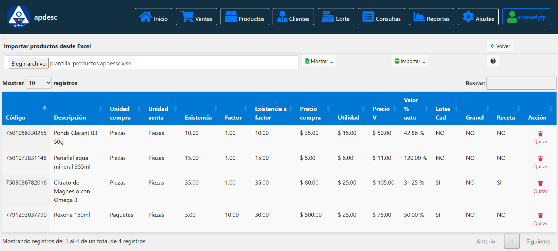 configuración de apdescform