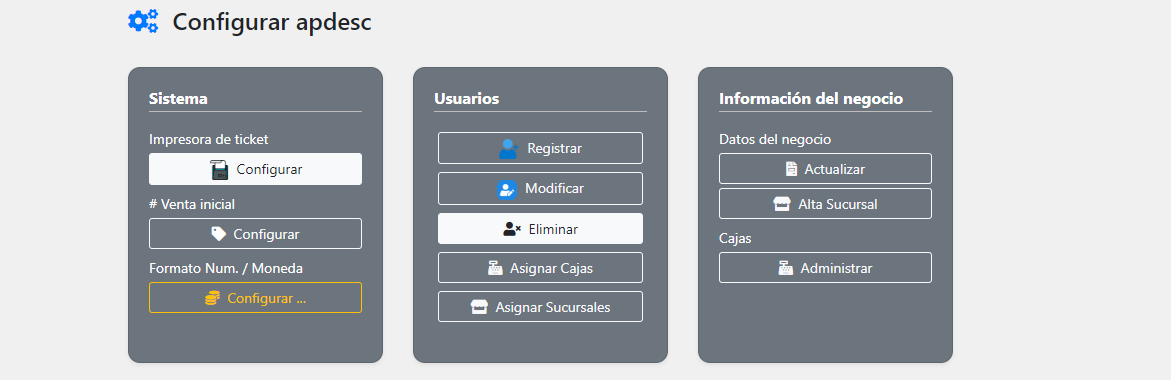 Apdesc form Configurar impresora de ticket