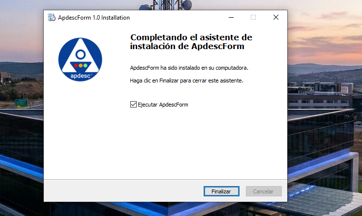 Apdesc form instalación completada