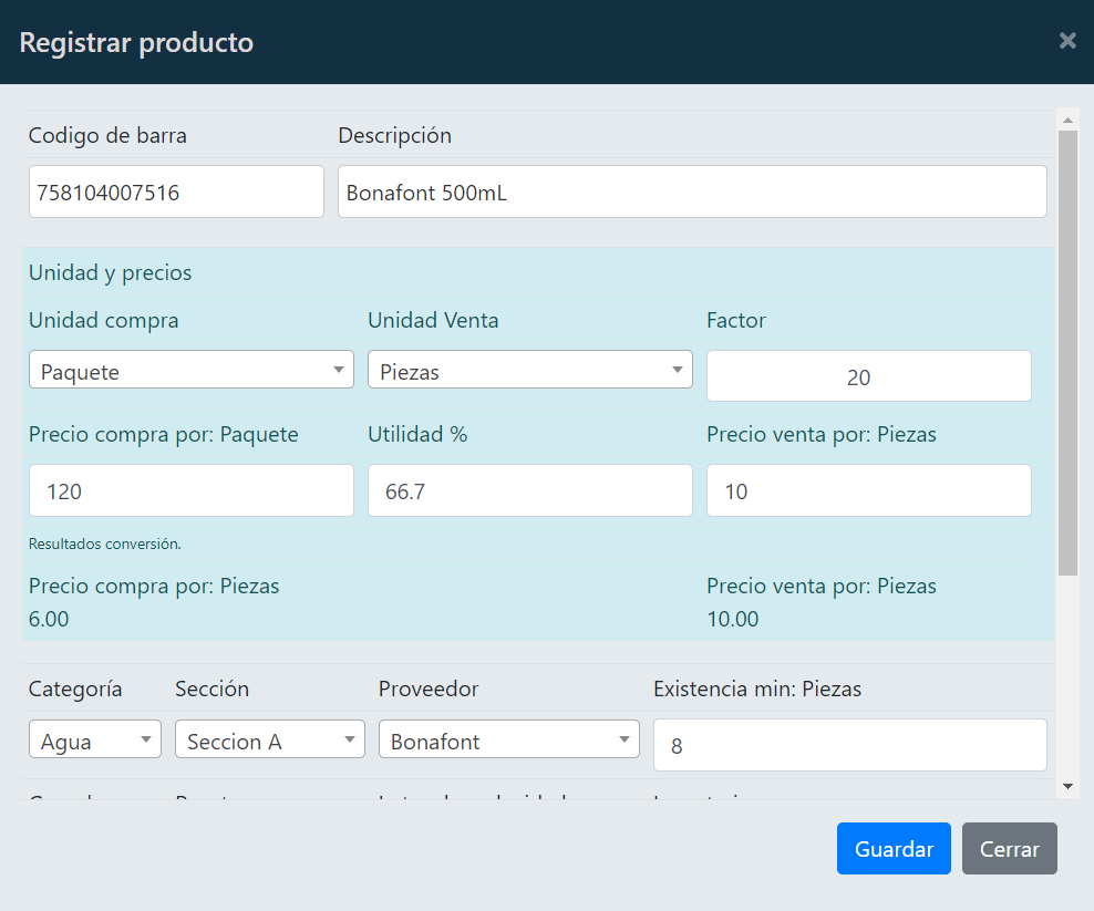 Pantalla de la ventana principal