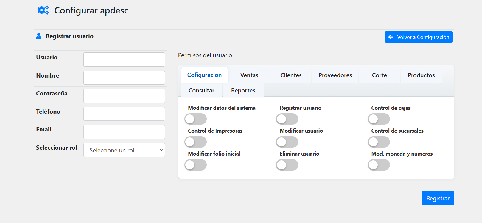 Registro de usuarios